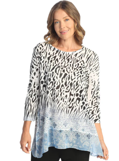 Jess & Jane-63-1792 Panthera Tunic w/Chifon 3/4 Sleeve Womens Top